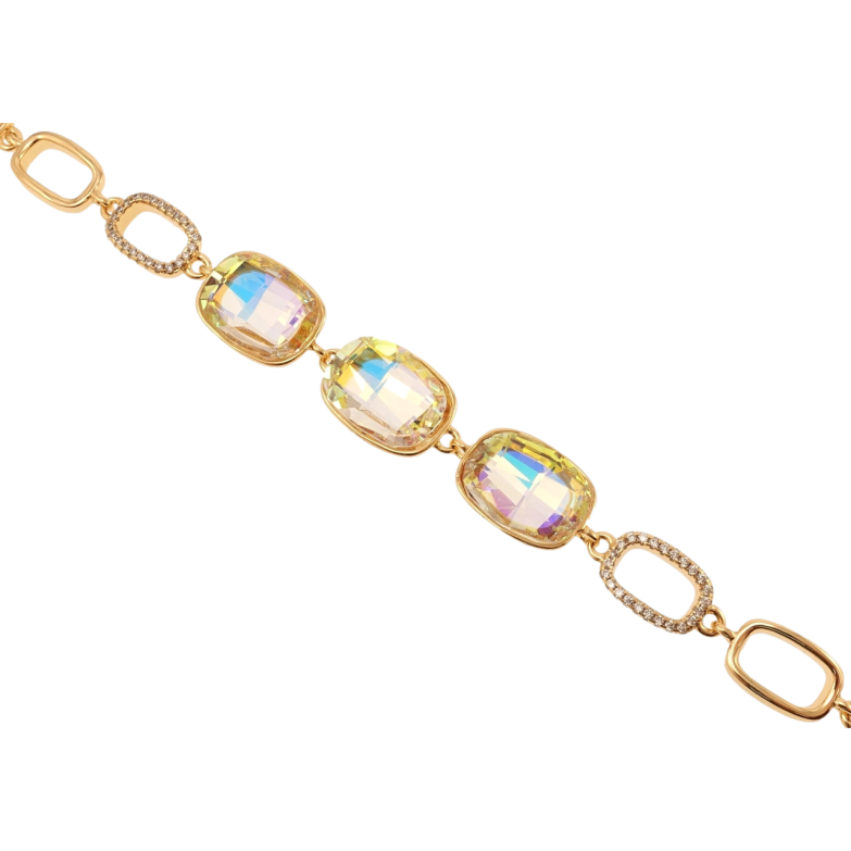 Браслет Xuping колір 18K з кр-ми Swarovski Три кристали Vitrail Light довжина 16,5см х 8-12мм фото №2 Браслет Xuping колір 18K з кр-ми Swarovski Три кристали Vitrail Light довжина 16,5см х 8-12мм фото №2