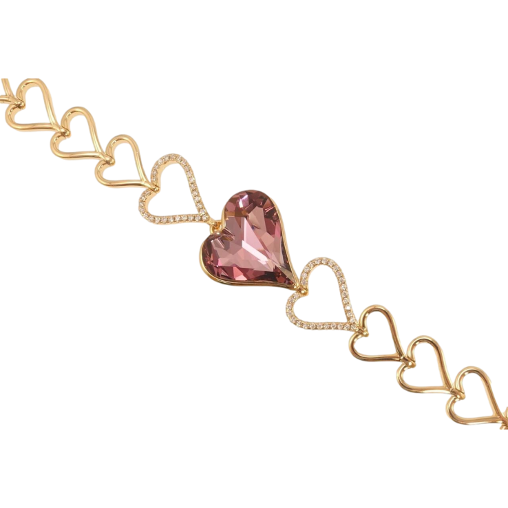 Браслет Xuping колір 18K з кр-ми Swarovski Сердечки з кристалом Amethyst з доп.замком 16.5,18.5см фото №12