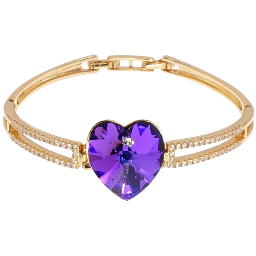 Браслет Xuping цвет 18K с кр-ми Swarovski Сердце Heliotrope дл.с доп.замком 16.5,18см х 4-6мм фото №1