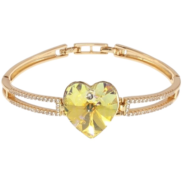 Браслет Xuping цвет 18K с кр-ми Swarovski Сердце Citrine Shimmer дл.с доп.замком 16.5,18см х 4-6мм фото №7