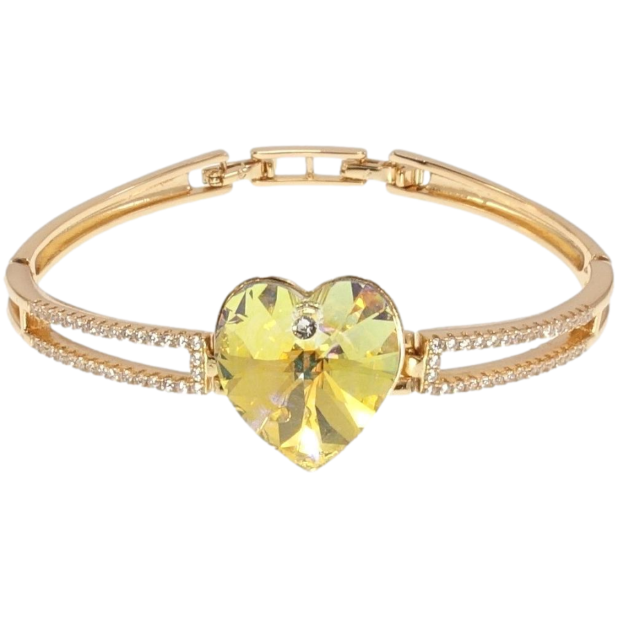 Браслет Xuping цвет 18K с кр-ми Swarovski Сердце Citrine Shimmer дл.с доп.замком 16.5,18см х 4-6мм фото №1 Браслет Xuping цвет 18K с кр-ми Swarovski Сердце Citrine Shimmer дл.с доп.замком 16.5,18см х 4-6мм фото №1