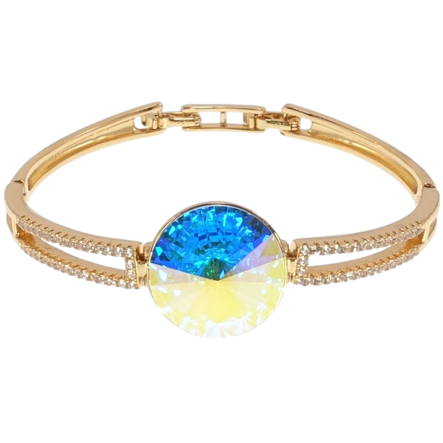 Браслет Xuping колір 18K з кр-ми Swarovski Кристал АВ ø 18мм дл.з доп.замком 16.5,18см х 4-6мм фото №1 Браслет Xuping колір 18K з кр-ми Swarovski Кристал АВ ø 18мм дл.з доп.замком 16.5,18см х 4-6мм фото №1