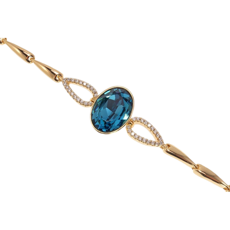 Браслет Xuping цвет 18K с кр-ми Swarovski Кристалл Blue Zircon дл.с доп.замком 16.5,19см х 5-8мм фото №1 Браслет Xuping цвет 18K с кр-ми Swarovski Кристалл Blue Zircon дл.с доп.замком 16.5,19см х 5-8мм фото №1