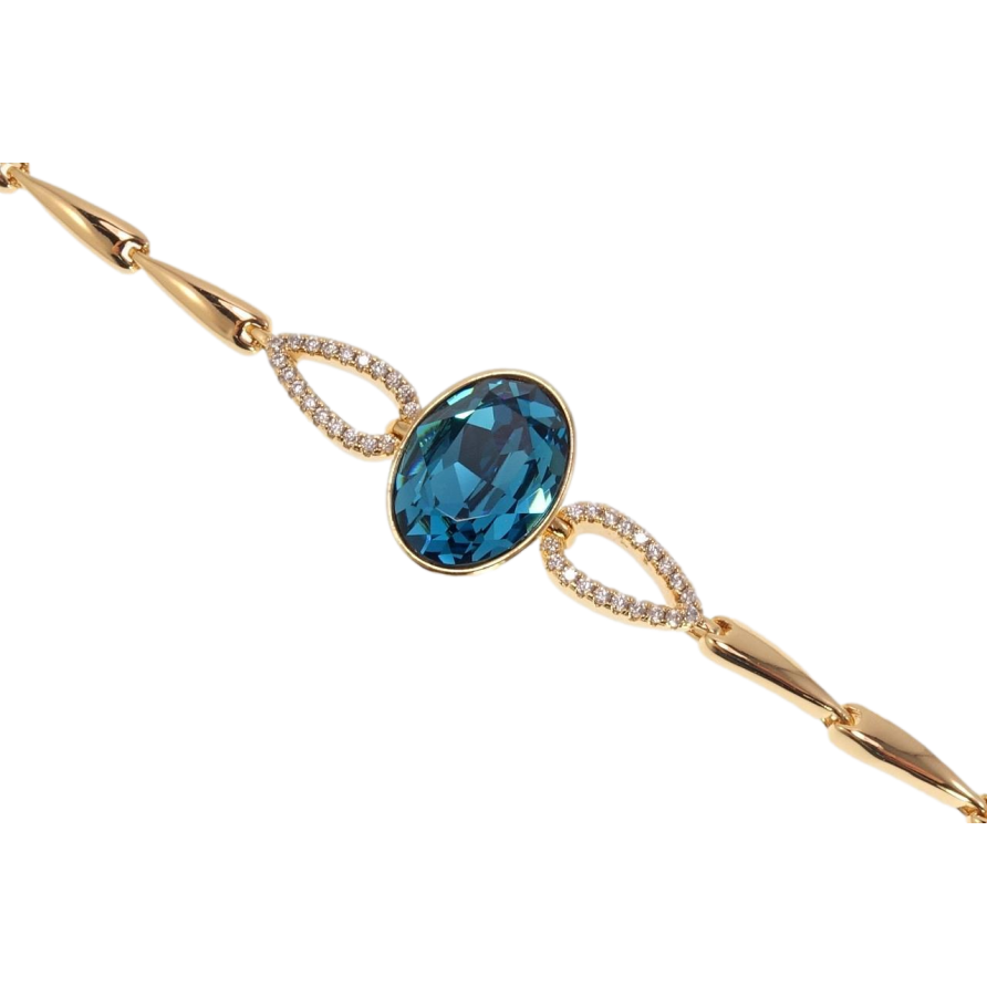 Браслет Xuping цвет 18K с кр-ми Swarovski Кристалл Blue Zircon дл.с доп.замком 16.5,19см х 5-8мм фото №1 Браслет Xuping цвет 18K с кр-ми Swarovski Кристалл Blue Zircon дл.с доп.замком 16.5,19см х 5-8мм фото №1