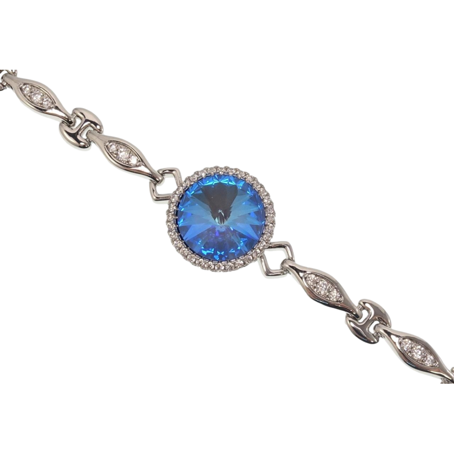 Браслет Xuping колір Родій з кр-ми Swarovski Кристал Ocean Delite ø 18мм довжина з доп.замком 17.5,20см х 5-7мм фото №1 Браслет Xuping колір Родій з кр-ми Swarovski Кристал Ocean Delite ø 18мм довжина з доп.замком 17.5,20см х 5-7мм фото №1