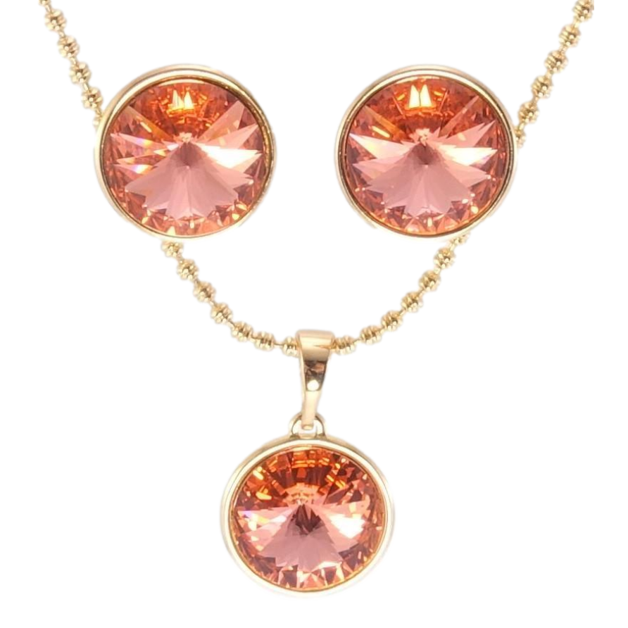 Набір Xuping колір 18K з кр-ми Swarovski Сережки Кулон на ланцюжку Кристали Padparadscha дл.40-45см фото №1 Набір Xuping колір 18K з кр-ми Swarovski Сережки Кулон на ланцюжку Кристали Padparadscha дл.40-45см фото №1