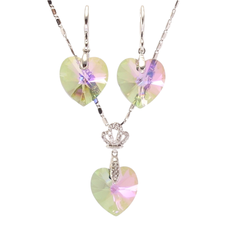 Набір Xuping колір Родій з кр-ми Swarovski Сережки Кулон на ланцюжку Кристальні серця Vitrail Light довжина фото №16