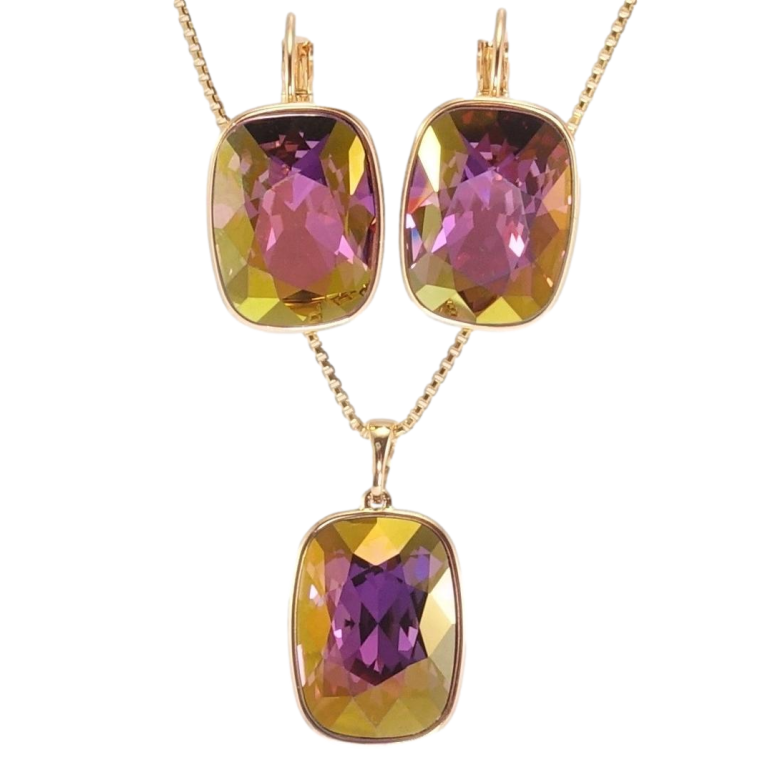 Набор Xuping цвет 18K с кр-ми Swarovski Серьги Кулон на цепочке Кристаллы Lilac Shadow 11х21мм фото №1 Набор Xuping цвет 18K с кр-ми Swarovski Серьги Кулон на цепочке Кристаллы Lilac Shadow 11х21мм фото №1