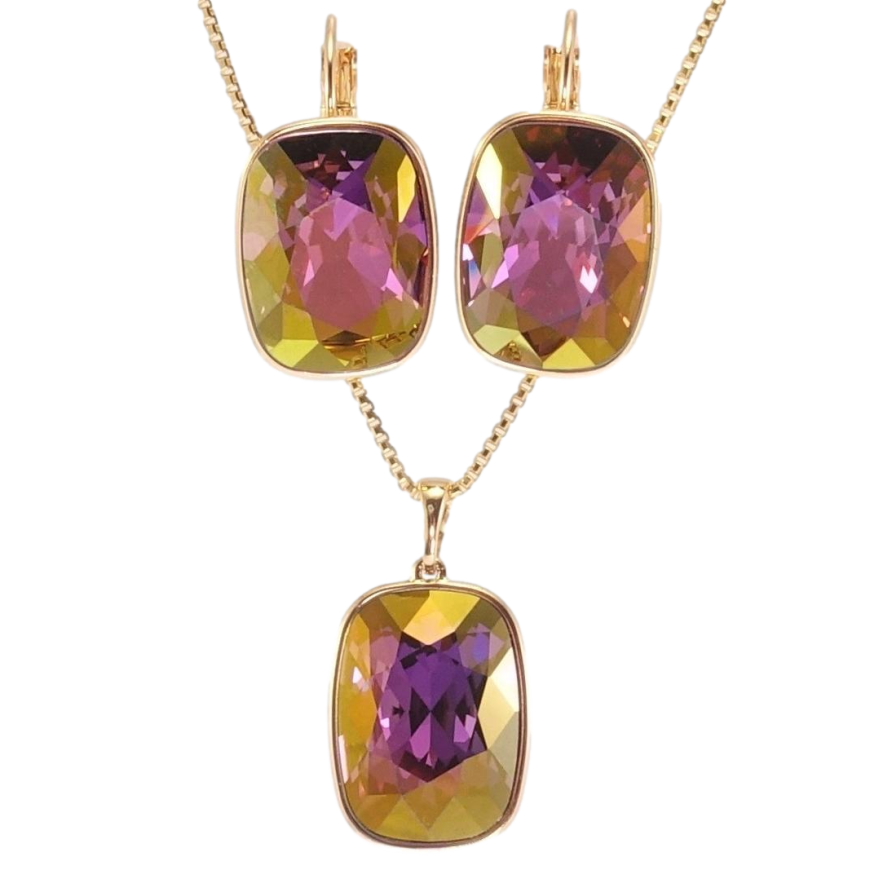 Набор Xuping цвет 18K с кр-ми Swarovski Серьги Кулон на цепочке Кристаллы Lilac Shadow 11х21мм фото №1 Набор Xuping цвет 18K с кр-ми Swarovski Серьги Кулон на цепочке Кристаллы Lilac Shadow 11х21мм фото №1