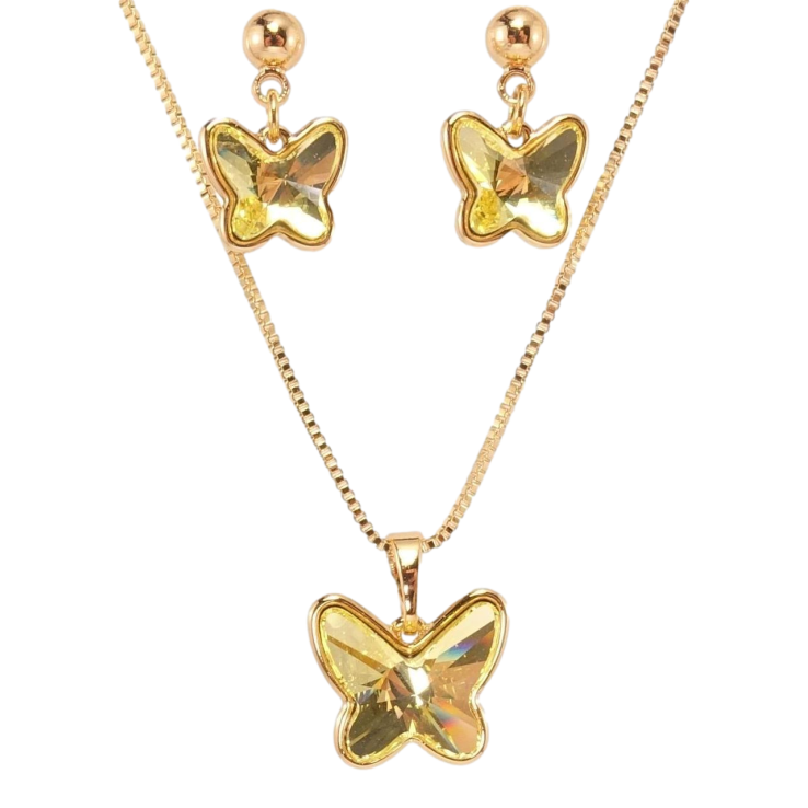 Набор Xuping цвет 18K с кр-ми Swarovski Серьги Кулон на цепочке Кристалл бабочка Citrine дл. 40-45см фото №9 Набор Xuping цвет 18K с кр-ми Swarovski Серьги Кулон на цепочке Кристалл бабочка Citrine дл. 40-45см фото №9