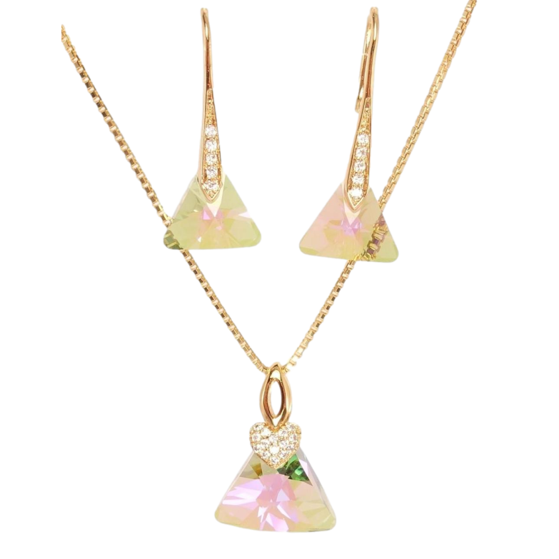 Набор Xuping цвет 18K с кр-ми Swarovski Серьги Кулон на цепочке Треугольный Кристалл дл.40-44 см фото №1