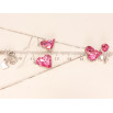 Набір Xuping колір Родій з кр-ми Swarovski Сережки Кулон на ланцюжку Рожеве Серце і Бабка довжина 38-43см фото №2