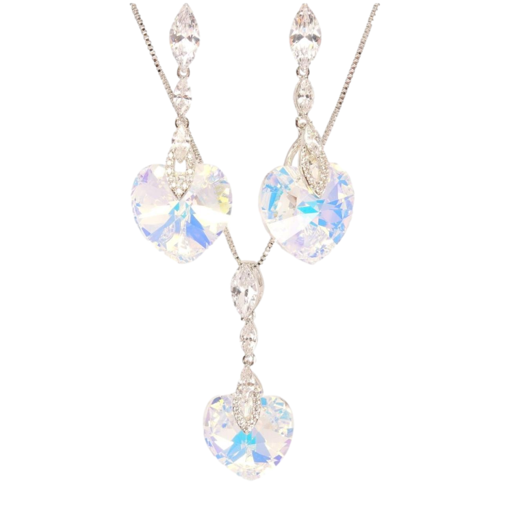 Набір Xuping колір Родій з кр-ми Swarovski Сережки Кулон на ланцюжку Xilion Heart Vitrail Light дл.38,5-43см фото №20