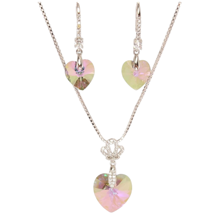 Набор Xuping цвет Родий с кр-ми Swarovski Серьги Кулон на цепочке Кристалл Vitrail Light длина 40-44см х 1см фото №1 Набор Xuping цвет Родий с кр-ми Swarovski Серьги Кулон на цепочке Кристалл Vitrail Light длина 40-44см х 1см фото №1