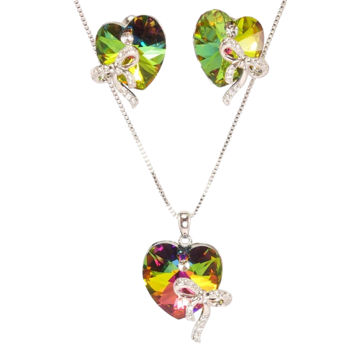 Набір Xuping колір Родій з кр-ми Swarovski Сережки Кулон на ланцюжку «Кристал Vitrail Medium» довжина 38-43см х 1мм фото №18