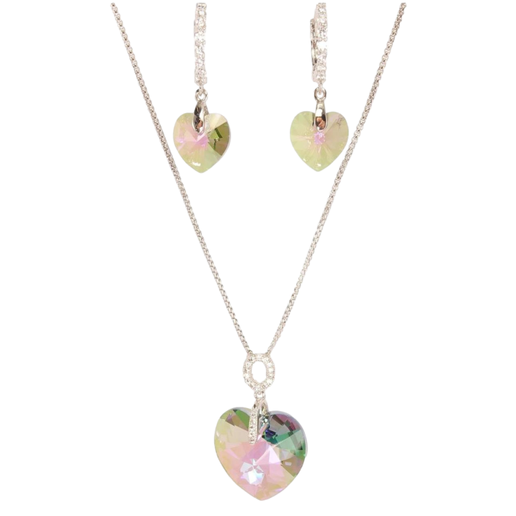 Набір Xuping колір Родій з кр-ми Swarovski Сережки Кулон на ланцюжку «Кришталеве сердечко Vitrail Ligh» довжина 40-45см фото №19