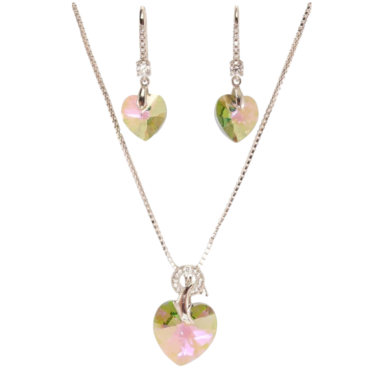 Набор Xuping цвет Родий с кр-ми Swarovski Серьги Кулон на цепочке Кристалл Vitrail Light длина 40-45см х 1мм фото №1