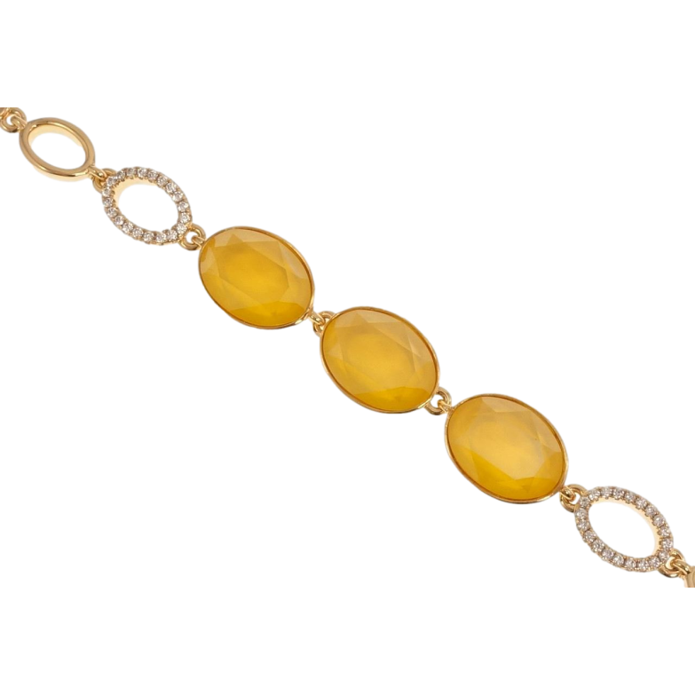 Браслет Xuping колір 18K з кр-ми Swarovski Три кристали Buttercup довжина з доп.замком 17,19.5см х 7-8мм фото №1