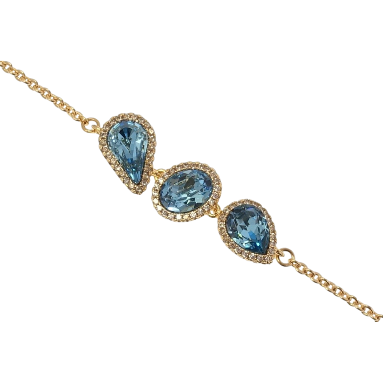 Браслет Xuping колір 18K з кр-ми Swarovski Кристали Aquamarine довжина з доп.ланцюжком 16-19см х 2мм фото №1 Браслет Xuping колір 18K з кр-ми Swarovski Кристали Aquamarine довжина з доп.ланцюжком 16-19см х 2мм фото №1