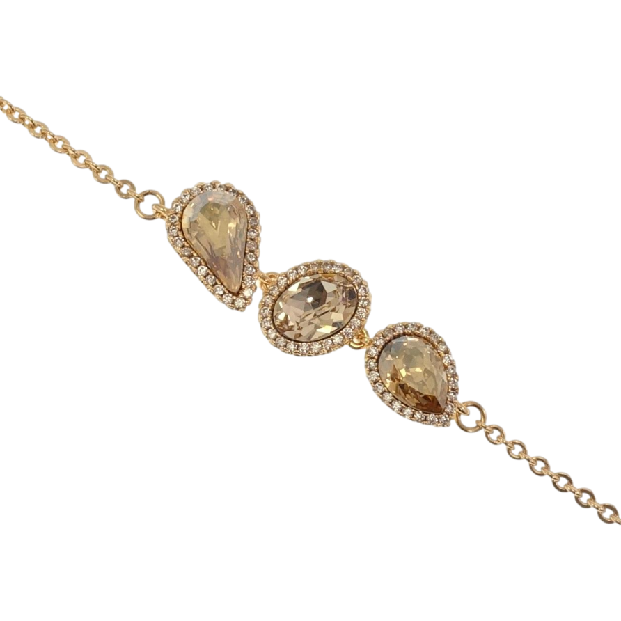 Браслет Xuping колір 18K з кр-ми Swarovski Кристали Golden Shadow довжина з доп.ланцюжком 15,5-19см х 2мм фото №1 Браслет Xuping колір 18K з кр-ми Swarovski Кристали Golden Shadow довжина з доп.ланцюжком 15,5-19см х 2мм фото №1