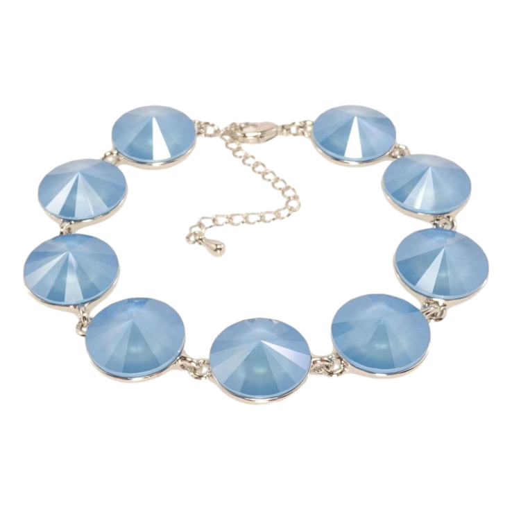 Браслет Xuping цвет Родий с кр-ми Swarovski Кристаллы Summer Blue длина с доп.цепочкой 17.5-22.5см х 14мм фото №4 Браслет Xuping цвет Родий с кр-ми Swarovski Кристаллы Summer Blue длина с доп.цепочкой 17.5-22.5см х 14мм фото №4