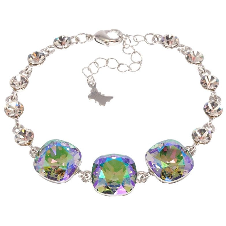 Браслет Xuping колір Родій з кр-ми Swarovski Три кристали Paradise Shine довжина з доп.ланцюжком 16.5-21.5см х фото №2 Браслет Xuping колір Родій з кр-ми Swarovski Три кристали Paradise Shine довжина з доп.ланцюжком 16.5-21.5см х фото №2