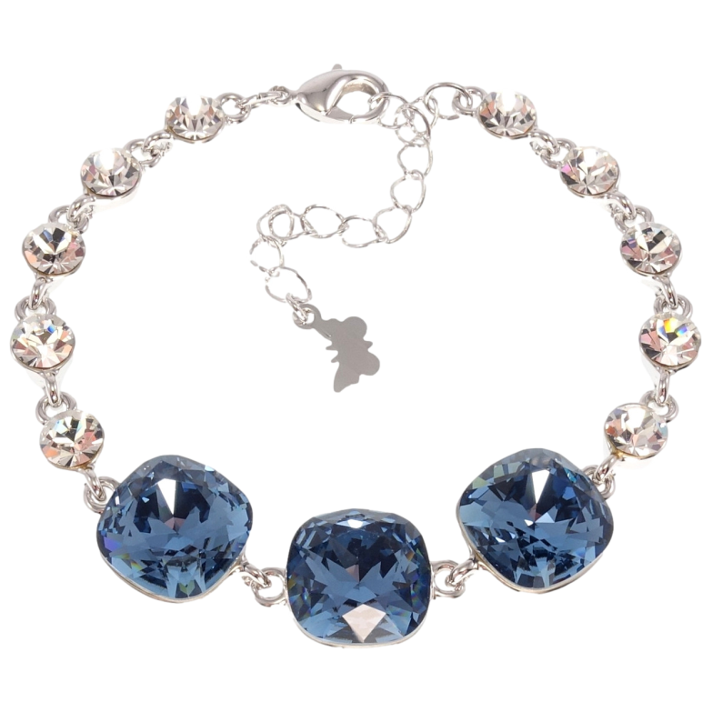 Браслет Xuping колір Родій з кр-ми Swarovski Три кристали Montana довжина з доп.ланцюжком 16.5-21.5см х 5-12мм фото №1 Браслет Xuping колір Родій з кр-ми Swarovski Три кристали Montana довжина з доп.ланцюжком 16.5-21.5см х 5-12мм фото №1