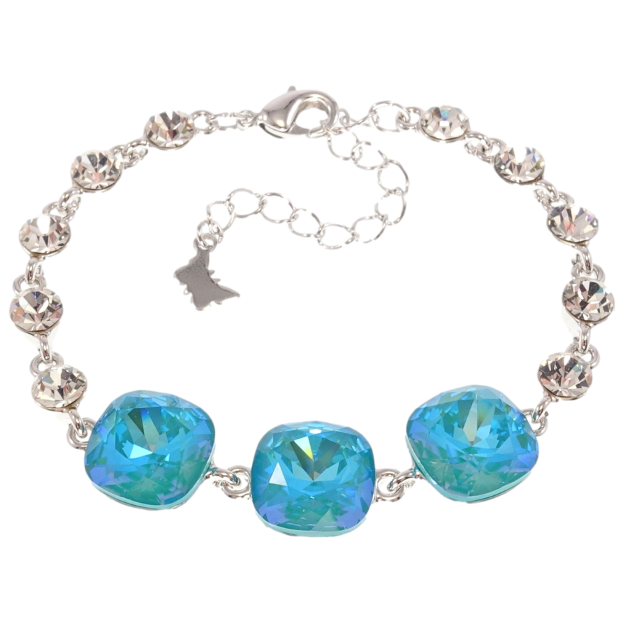 Браслет Xuping колір Родій з кр-ми Swarovski Три кристали Zircon Shimmer довжина з доп.ланцюжком 16.5-21.5см фото №1