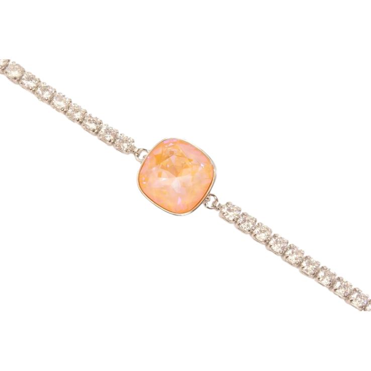 Браслет Xuping цвет Родий с кристаллами Swarovski Дорожка с кр-м Light Peach длина 15.5-20.5см х 3мм фото №16