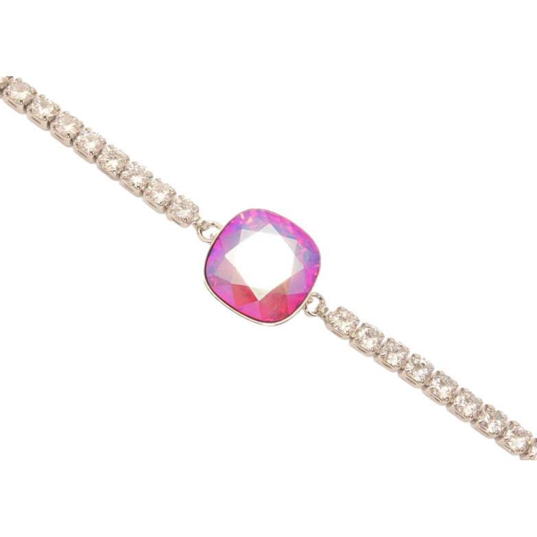 Браслет Xuping колір Родій із кристалами Swarovski Доріжка з кристалом Rose AB довжина 15-20см х 3мм фото №1