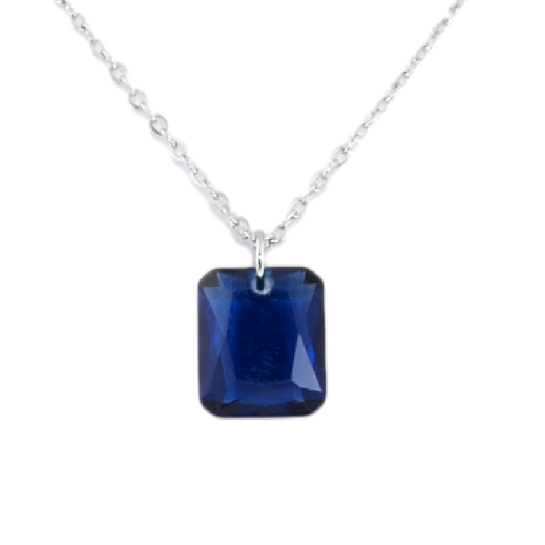 Подвеска на цепочке Xuping ТТМ Stainless Steel цвет Родий Синий кристалл, 10х12мм длинна 46-51см х 1мм фото №5