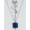Подвеска на цепочке Xuping ТТМ Stainless Steel цвет Родий Синий кристалл, 10х12мм длинна 46-51см х 1мм фото №3