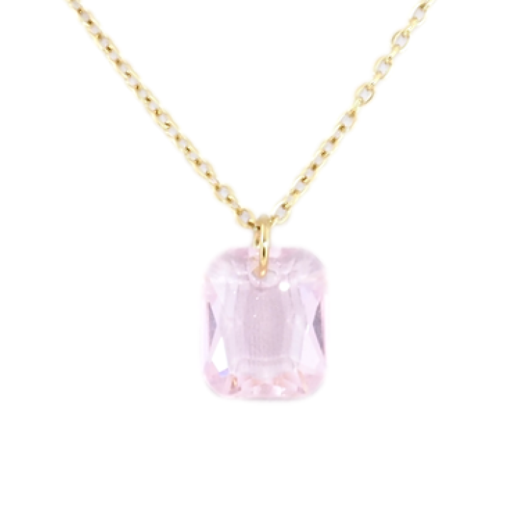 Подвеска на цепочке Xuping ТТМ Stainless Steel цвет 14K Розовый кристалл, 10х12мм длинна 47-52см х 1мм фото №3