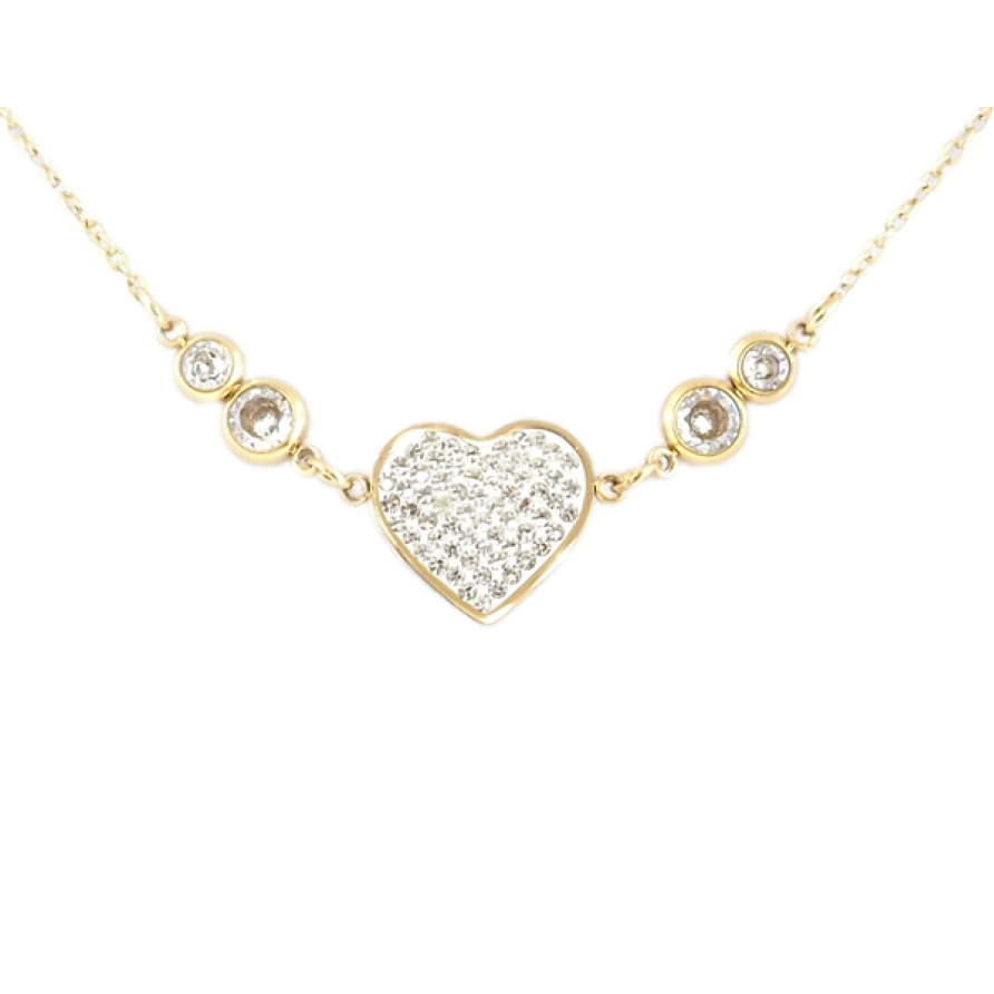 Подвеска на цепочке Xuping ТТМ Stainless Steel цвет 14K Сердечко с цирконием длина 45-51см х 1мм фото №1 Подвеска на цепочке Xuping ТТМ Stainless Steel цвет 14K Сердечко с цирконием длина 45-51см х 1мм фото №1