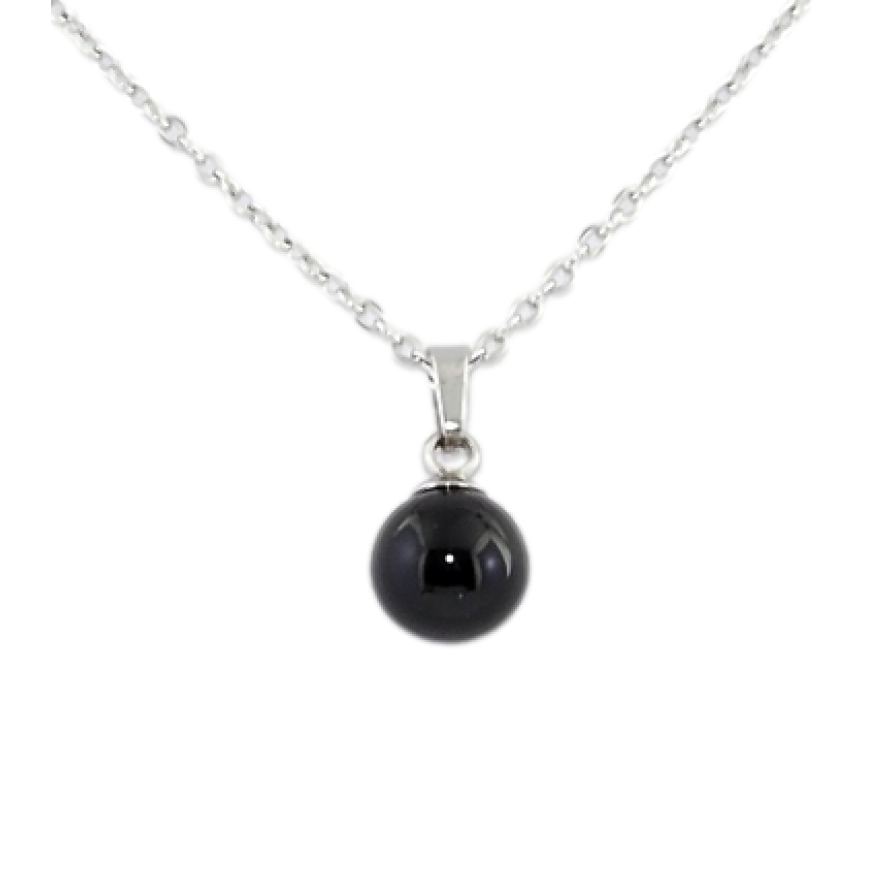Подвеска на цепочке Xuping ТТМ Stainless Steel цвет Родий Черный шарик, ø 8мм длина 47-52см х 1мм фото №1