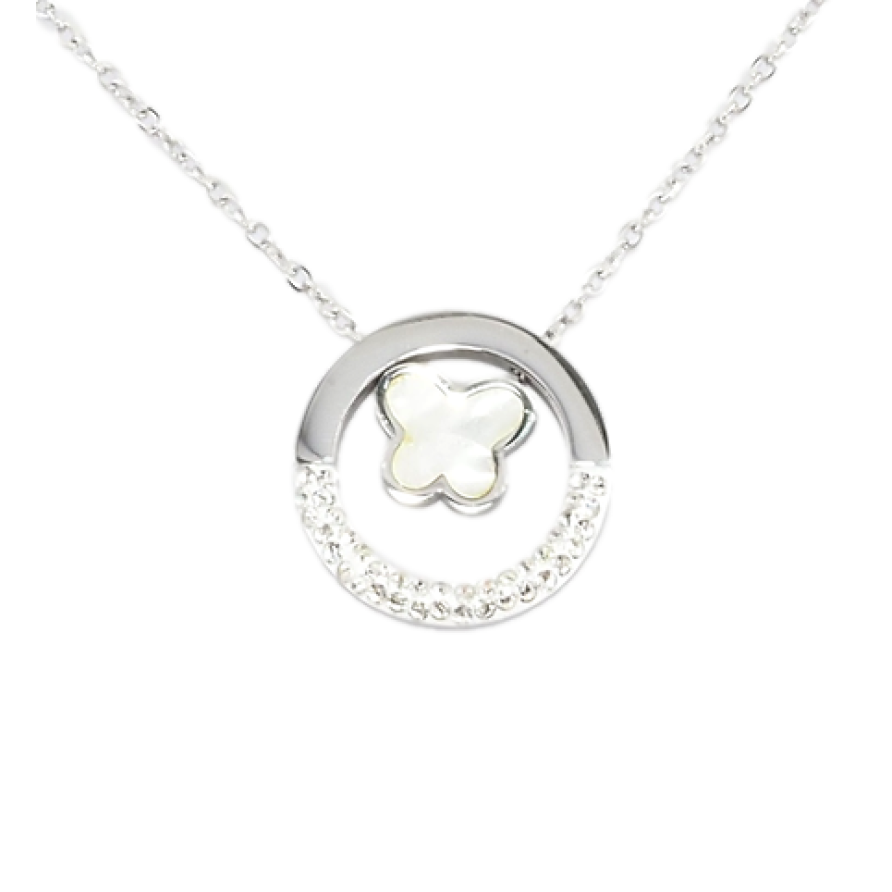 Подвеска на цепочке Xuping ТТМ Stainless Steel цвет Родий Перламутровая бабочка в колечке дл. 45-50см х 1мм фото №1 Подвеска на цепочке Xuping ТТМ Stainless Steel цвет Родий Перламутровая бабочка в колечке дл. 45-50см х 1мм фото №1