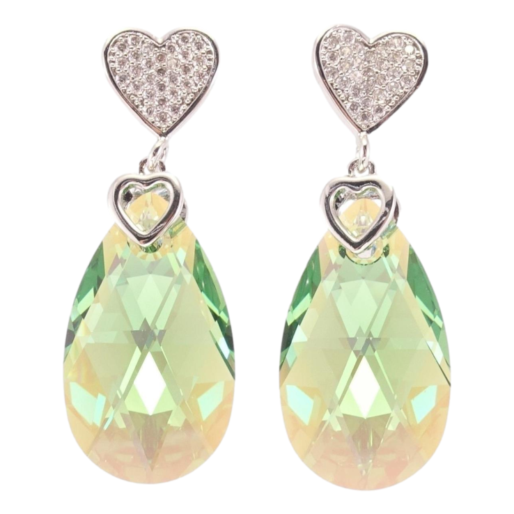 Серьги Xuping цвет Родий с кристаллами Swarovski пусеты Сердце с кристальной подвеской Erinite фото №11