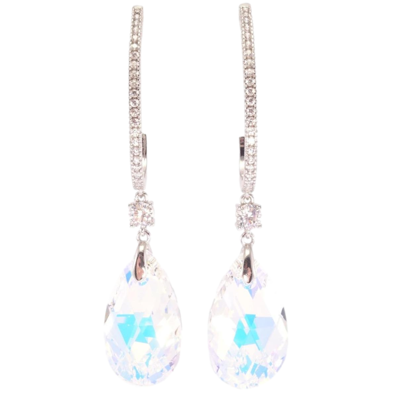 Сережки Xuping колір Родій з кристалами Swarovski пусети "Дуга кристальна з підвісками Shimmer" фото №1 Сережки Xuping колір Родій з кристалами Swarovski пусети "Дуга кристальна з підвісками Shimmer" фото №1