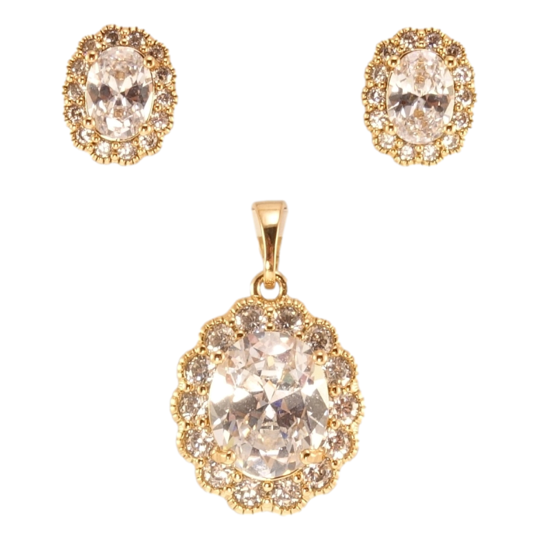 Набор Xuping Позолота 18K Серьги Кулон Кристалл в декоративном обрамлении циркония фото №1 Набор Xuping Позолота 18K Серьги Кулон Кристалл в декоративном обрамлении циркония фото №1