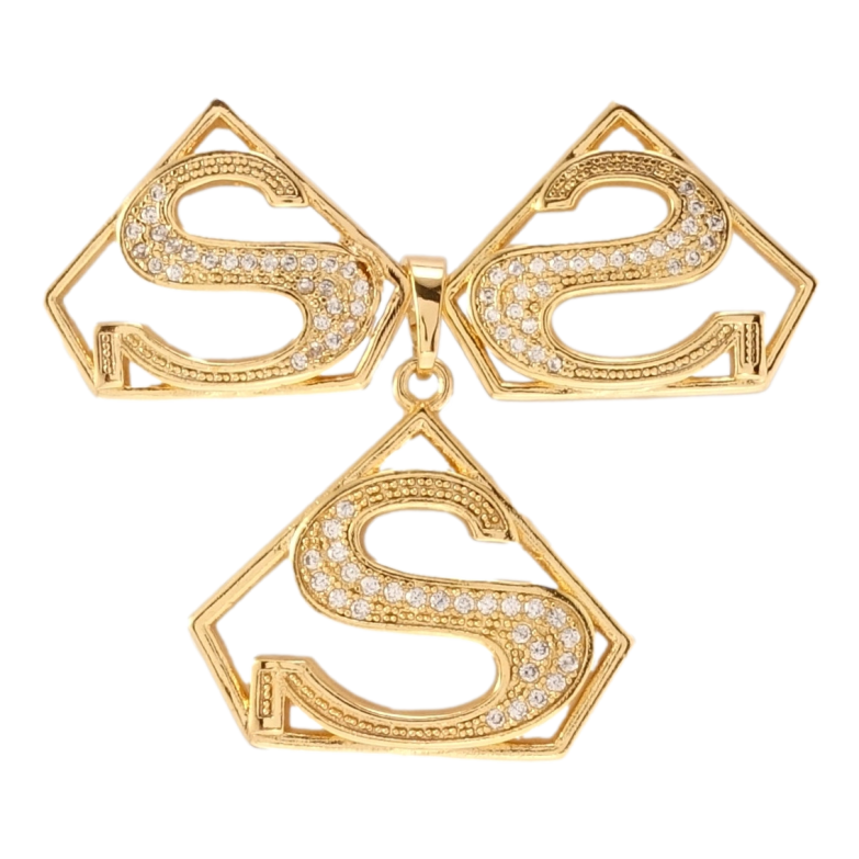 Набор Xuping Позолота 18K Серьги Кулон Супермен фото №1