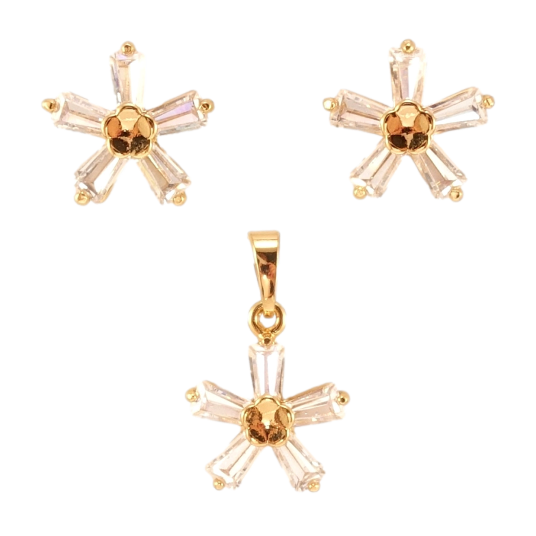 Набір Xuping Позолота 18K Сережки Кулон Кристальні квіточки фото №1