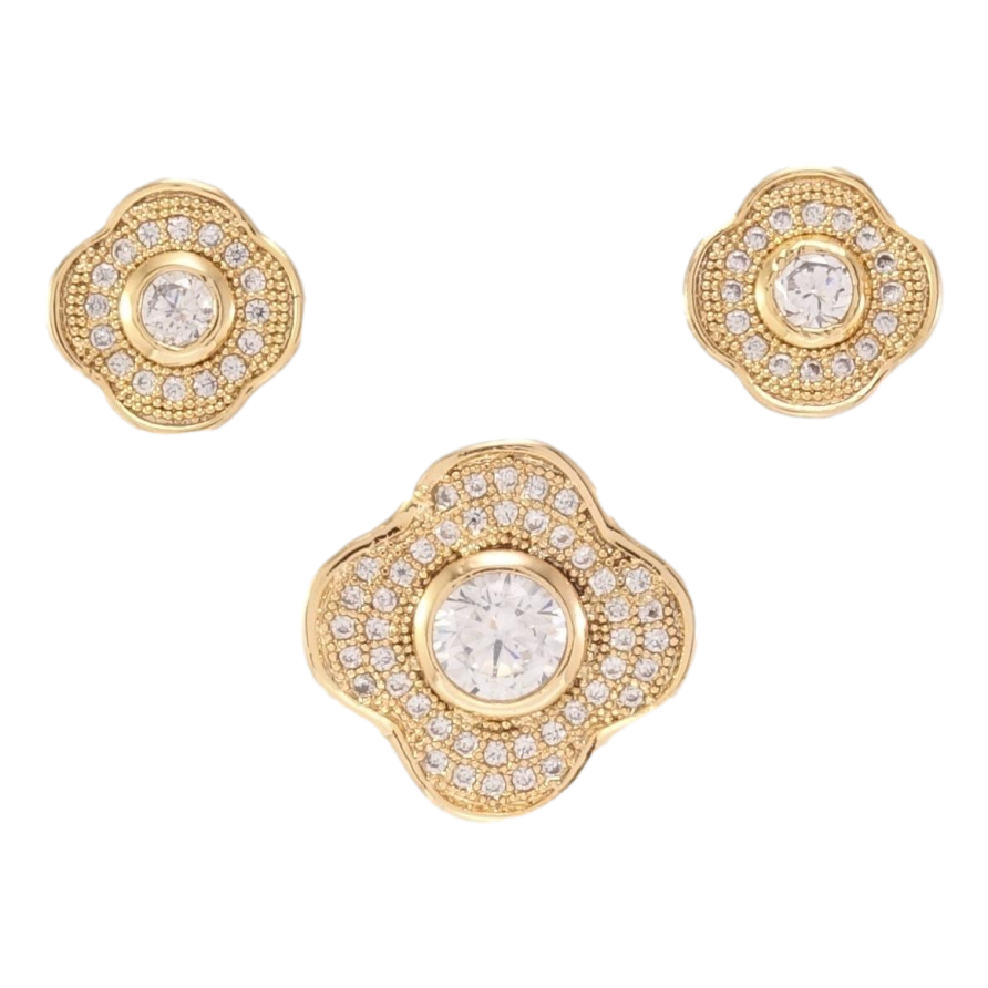 Набор Xuping Позолота 18K Серьги Кулон Цветочки с цирконием фото №1