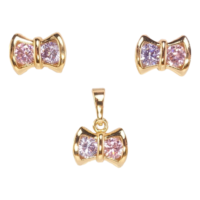 Набір Xuping Позолота 18K Сережки Кулон Бантики з кольоровим цирконієм фото №1 Набір Xuping Позолота 18K Сережки Кулон Бантики з кольоровим цирконієм фото №1