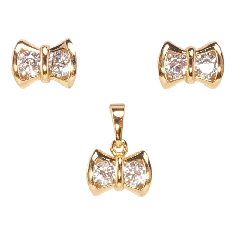 Набір Xuping Позолота 18K Сережки Кулон Бантики з цирконієм фото №1