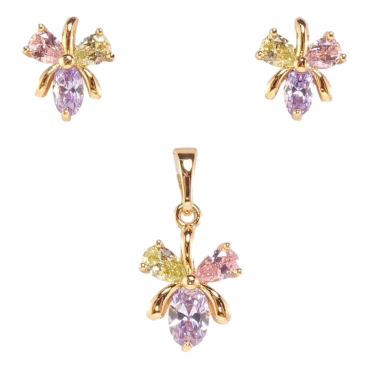 Набор Xuping Позолота 18K Серьги Кулон Трилистники с цветным цирконием фото №14 Набор Xuping Позолота 18K Серьги Кулон Трилистники с цветным цирконием фото №14