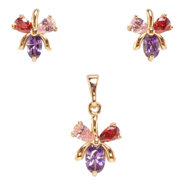 Набор Xuping Позолота 18K Серьги Кулон Трилистники с цветным цирконием фото №15 Набор Xuping Позолота 18K Серьги Кулон Трилистники с цветным цирконием фото №15