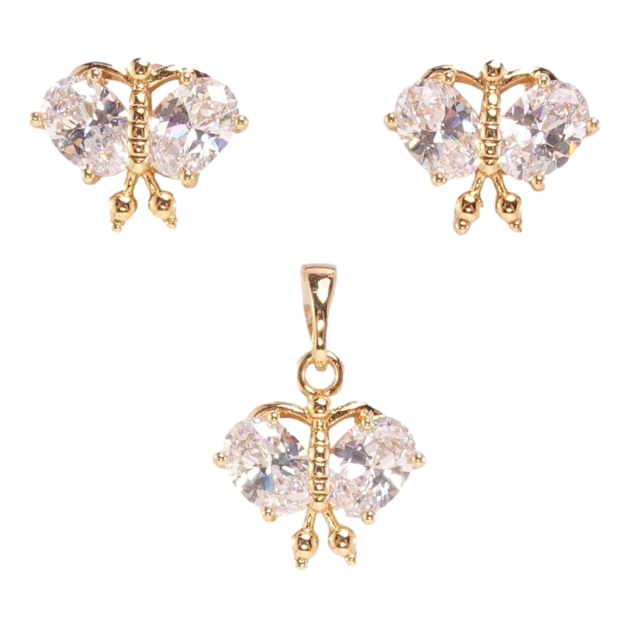 Набор Xuping Позолота 18K Серьги Кулон Бабочки с кристаллами фото №1