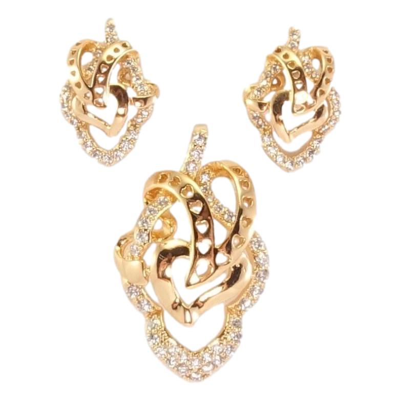 Набір Xuping Позолота 18K Сережки Кулон Романтизм з цирконієм фото №2 Набір Xuping Позолота 18K Сережки Кулон Романтизм з цирконієм фото №2