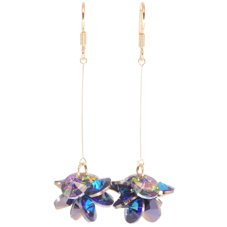 Серьги Xuping цвет 18K с кристаллами Swarovski французский замок Грозди кристаллов Capri Blue и Paradise фото №8