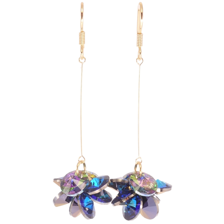 Серьги Xuping цвет 18K с кристаллами Swarovski французский замок Грозди кристаллов Capri Blue и Paradise фото №1